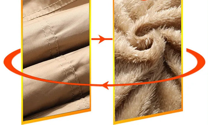 Men's Warm Wool Liner Windbreaker Fur Collar Hooded Jacket