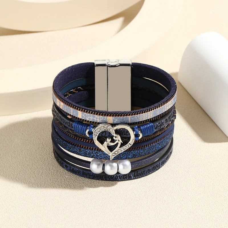 Women PU Leather Layers Handmade Braided Bracelet