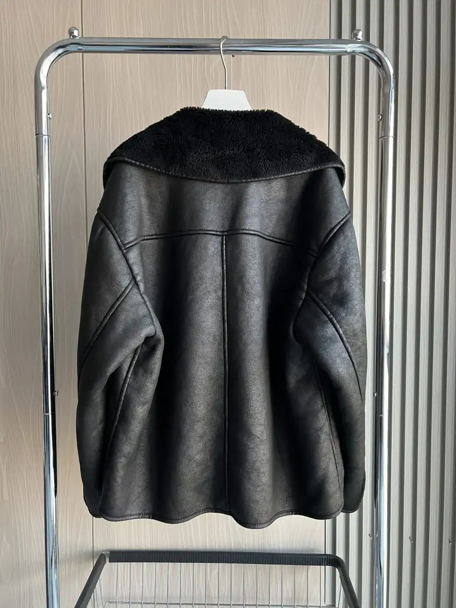 Women's Double Sided Collar Oversized Long Sleeve Jacket