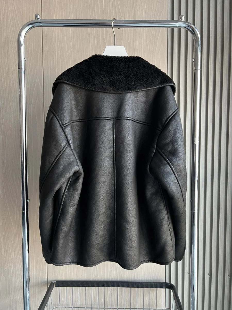 Women's Double Sided Collar Oversized Long Sleeve Jacket