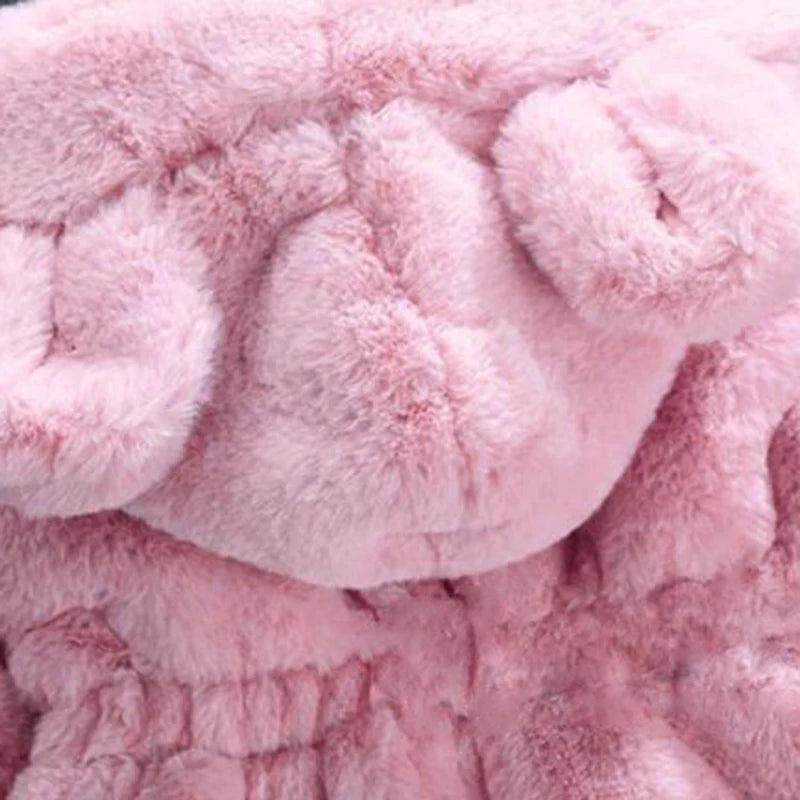 Girls Plush Warm Faux Fur Coat Jacket