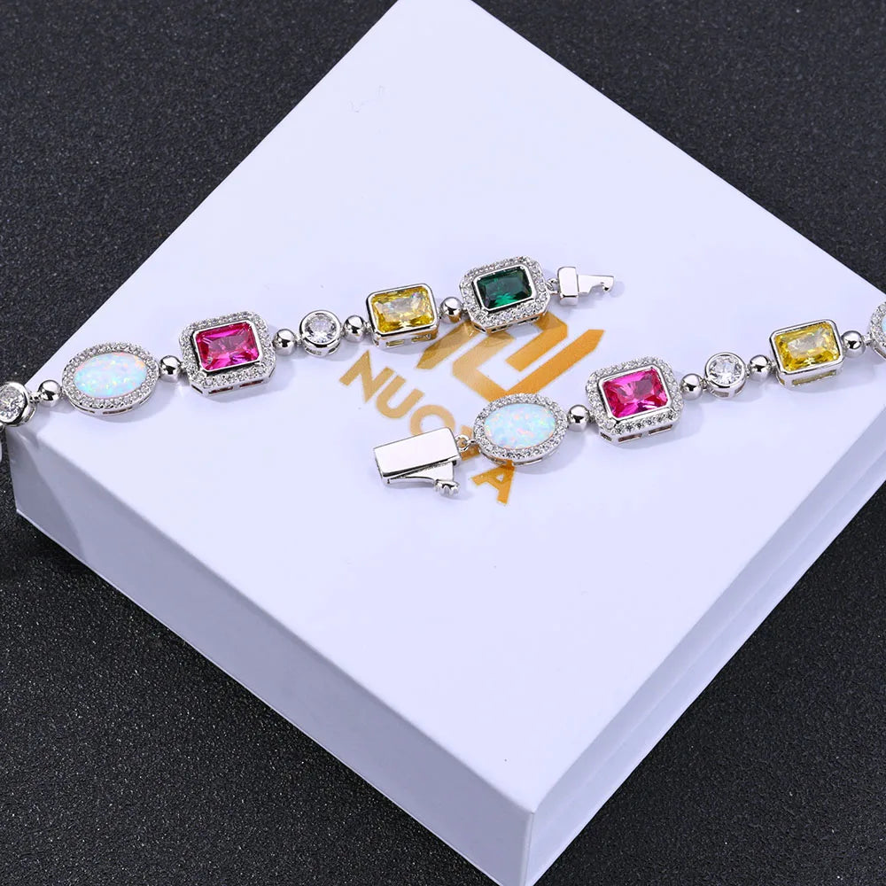 Women's Gold Plated Multi Color Cubic Zirconia Bracelet