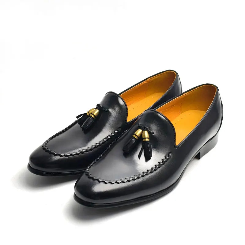 Men's Pure Cowhide Leather Dress Business Loafers Shoes