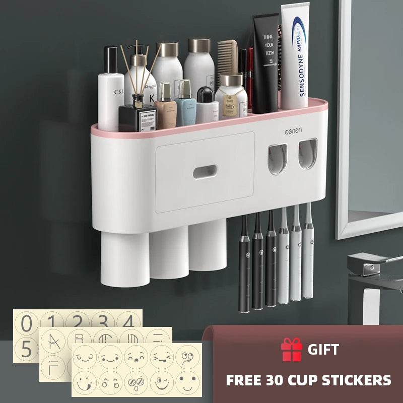 Toothbrush Holder Magnetic Adsorption Inverted Toothpaste Dispenser