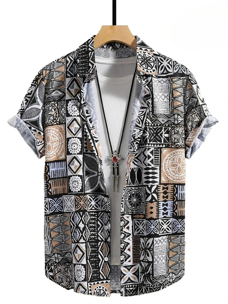Men's Paisley Graphic Short Sleeved Bohemian T-shirt
