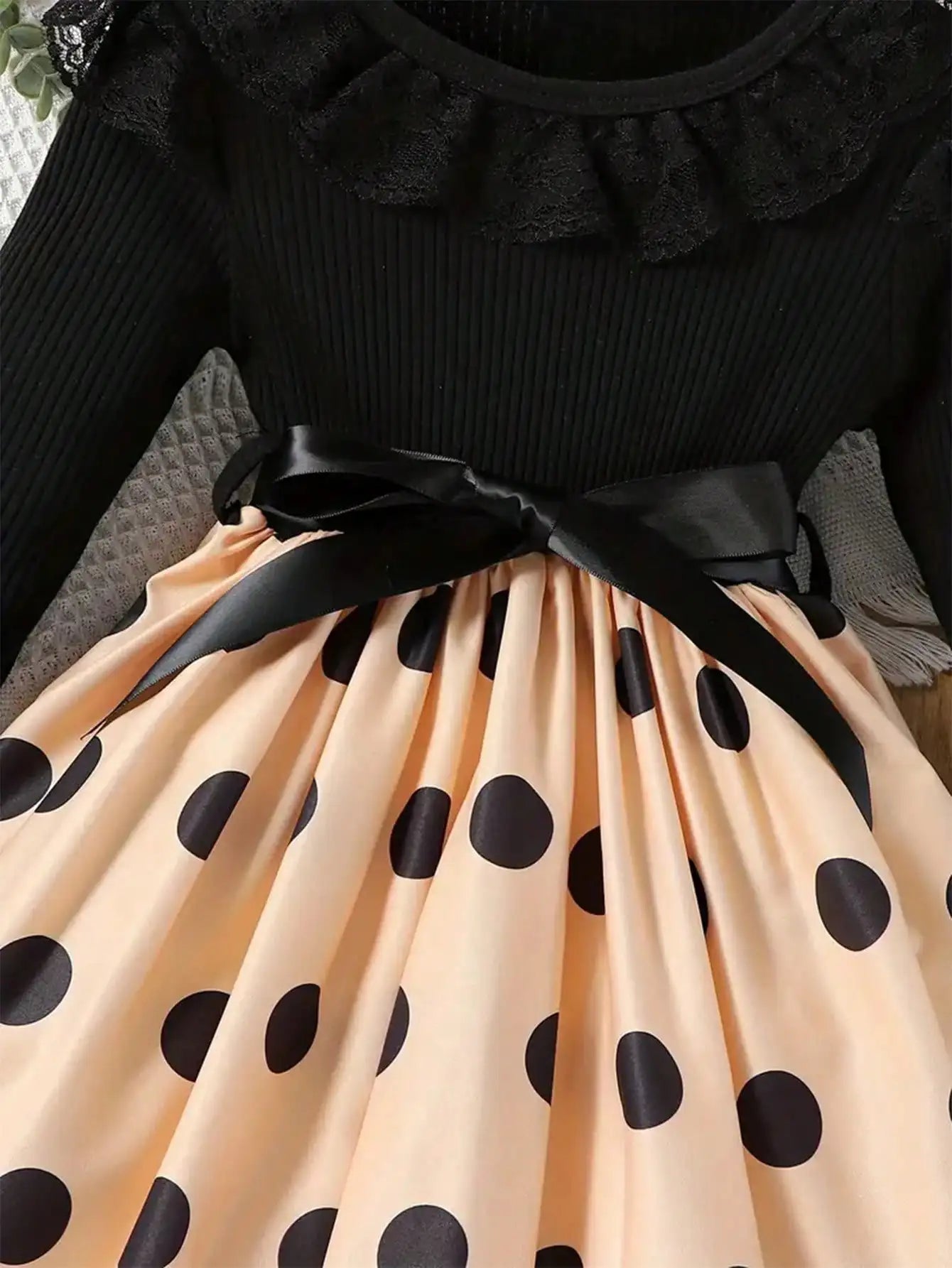 Girls' Polka Dot Pattern Belt dress
