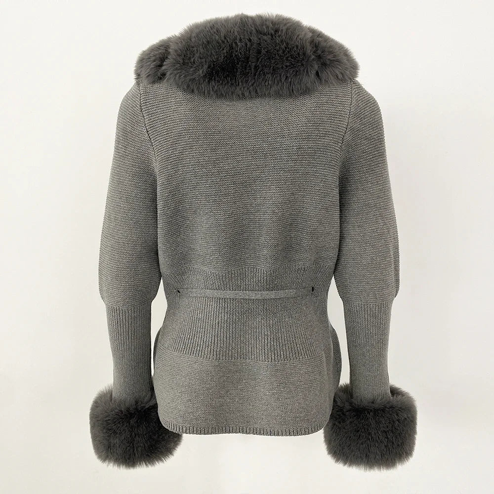 Women's Faux Fur Detachable Collar Coat