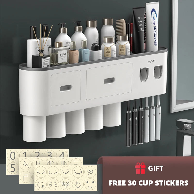 Toothbrush Holder Magnetic Adsorption Inverted Toothpaste Dispenser