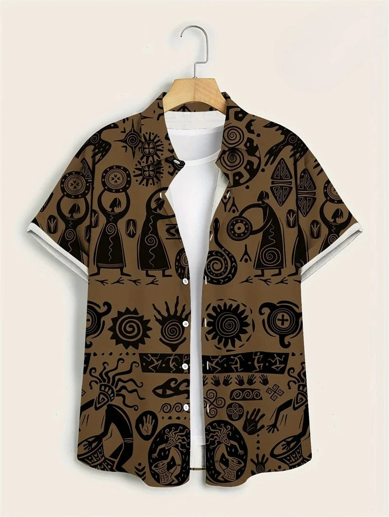 Men's Paisley Graphic Short Sleeved Bohemian T-shirt