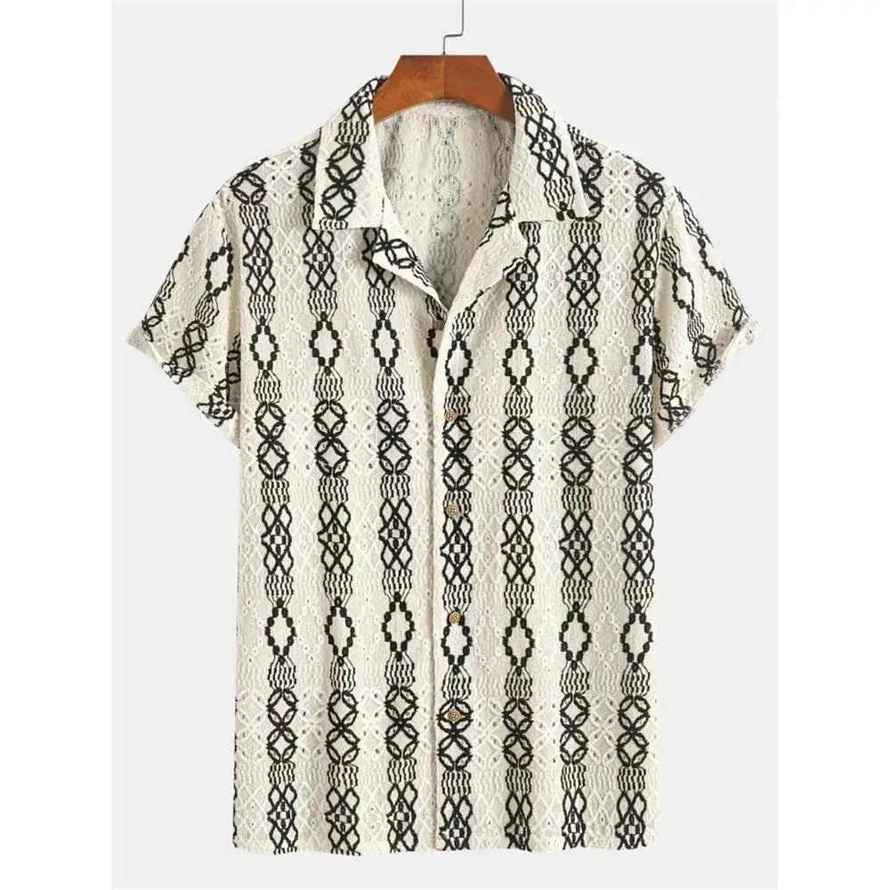 Men's Printed Retro Fashion Short Sleeved Shirt