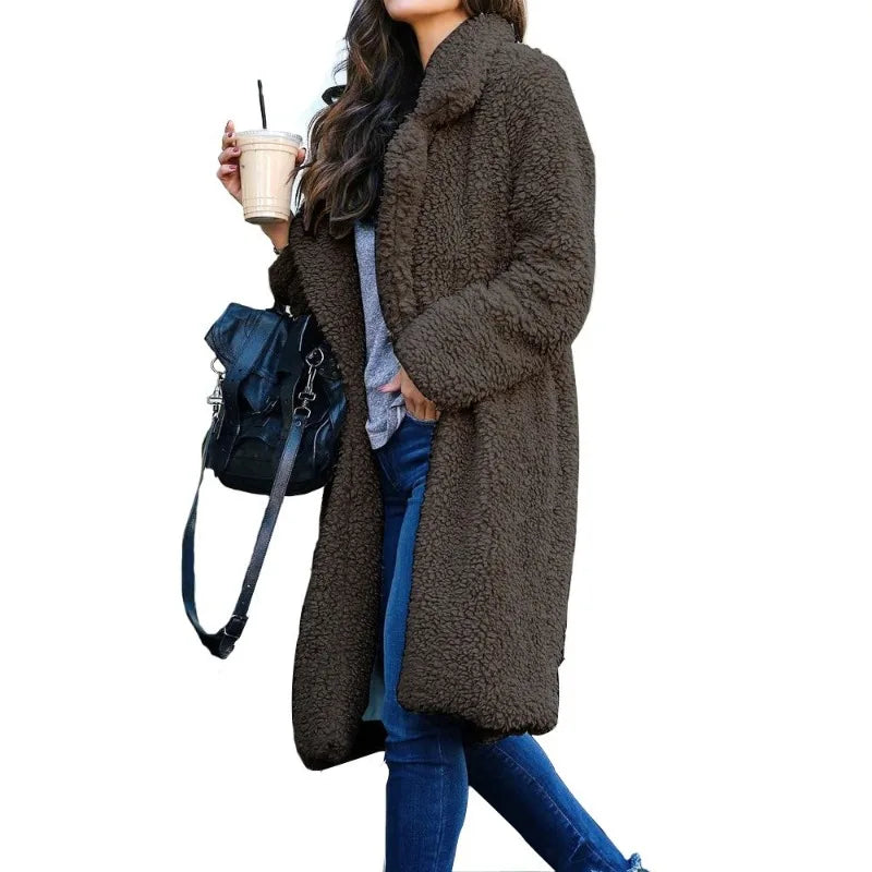 Women's Long Teddy Faux Fur Fluffy Coat