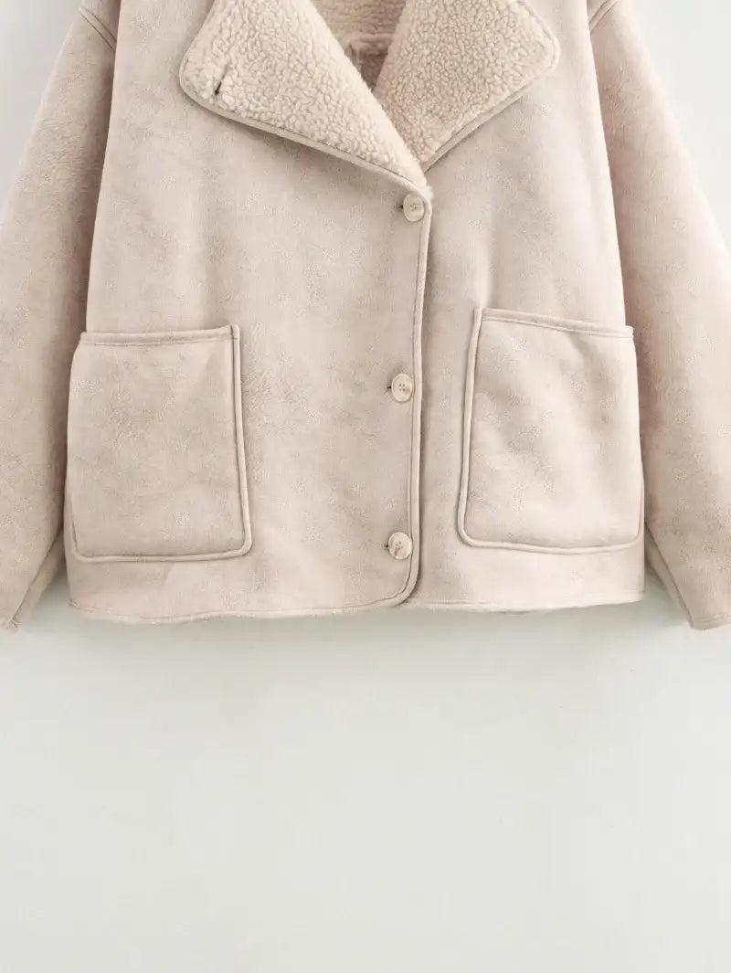 Women's Double Sided Collar Oversized Long Sleeve Jacket