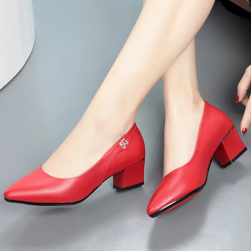 Women's Genuine Leather Pointed Toe Shoes