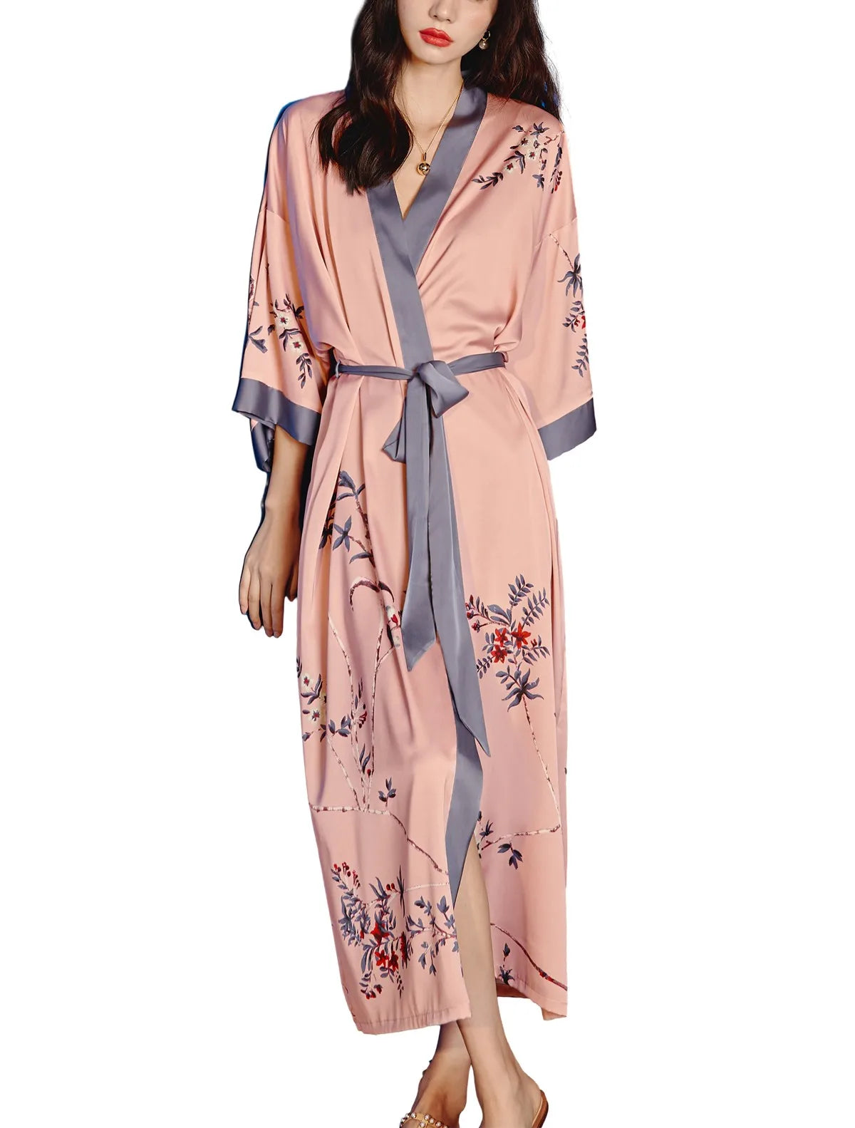 Women's Silk Satin Lightweight Soft Bathrobe Set