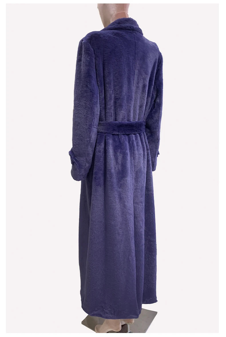 Women's Fluffy Thick Soft Maxi Faux Fur Double Breasted Coat