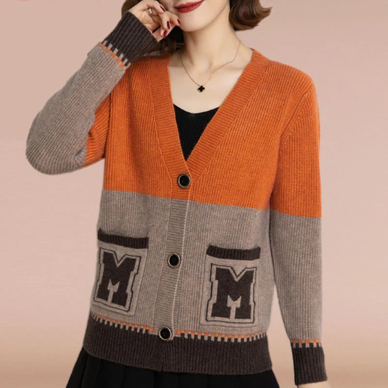 Women's Long Sleeve Pockets Button Knitted  Sweater Cardigan