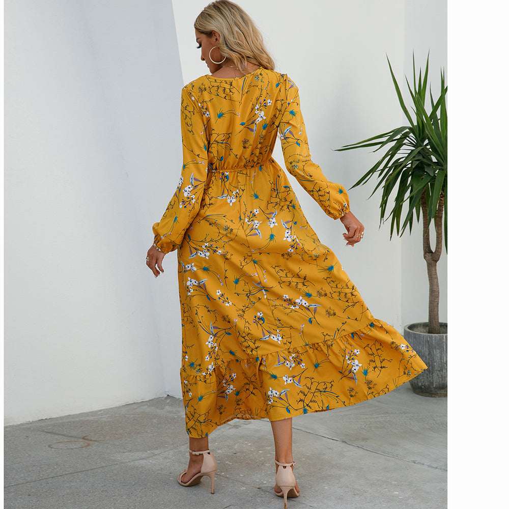 Women's Bohemian High Waist Beach Chiffon Long Dress
