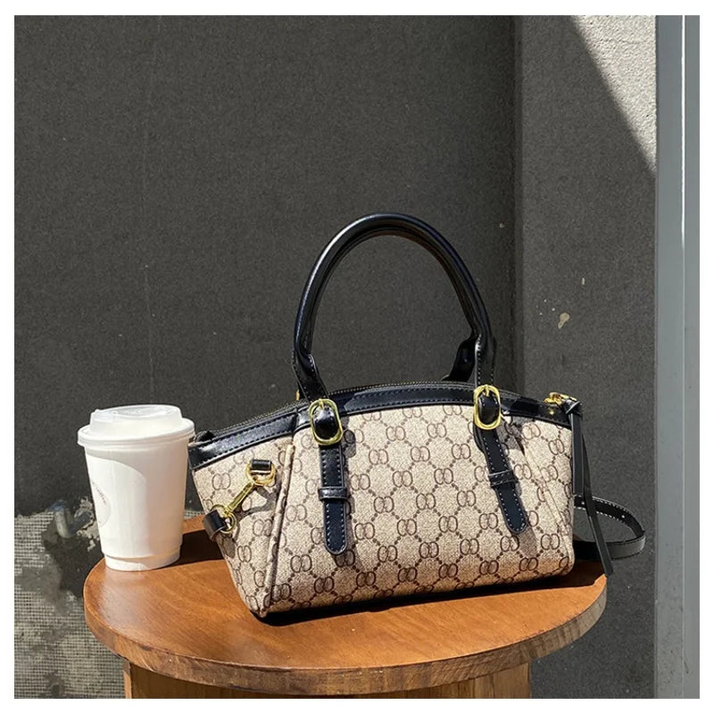 Women's Classic Monogram Print Handheld Satchel Bag