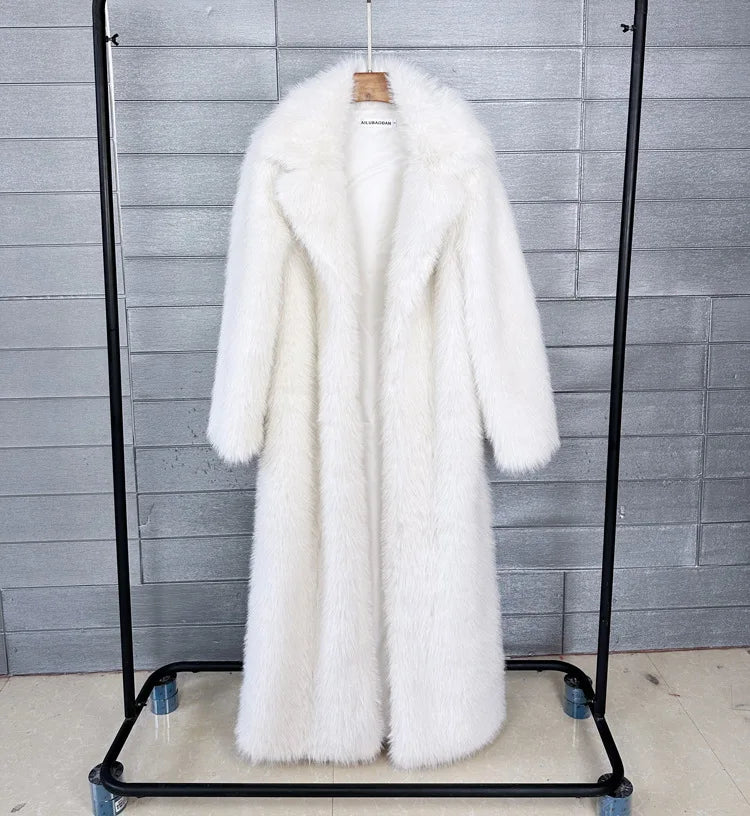 Women's Long Fluffy Faux Fur Coat