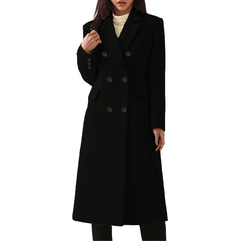 Women's Long Plus Size Woolen Coat