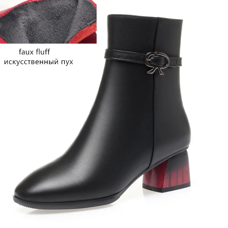 Women's Wool Genuine Leather Ankle Boots