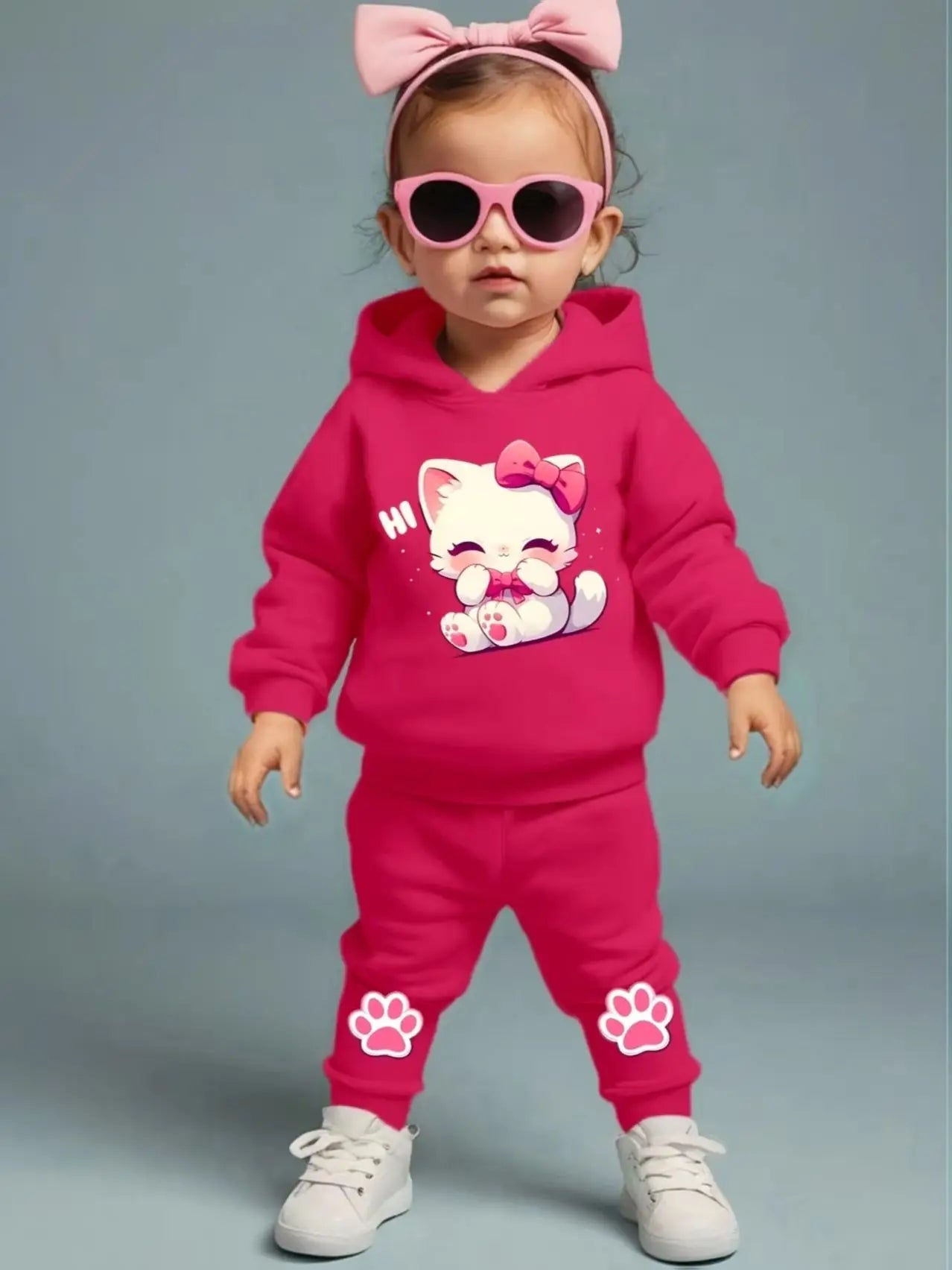 Kids' 2Pcs Cute Fleece Romper Sports Pants Set
