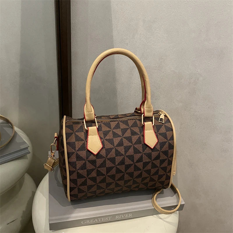 Women's Windmill Print PU Color Adjustable Strap Handbag