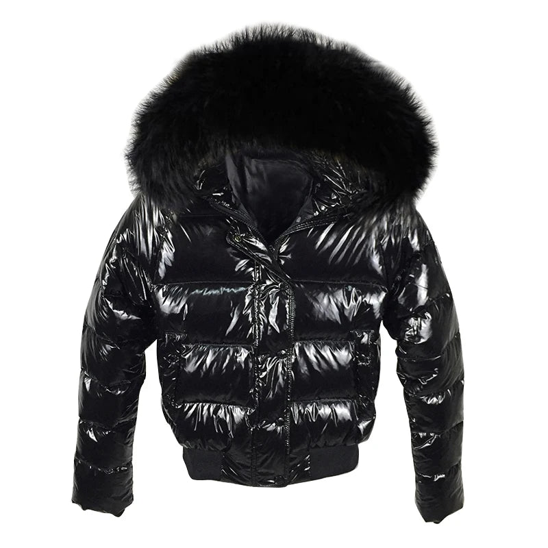 Women's Waterproof Fake Fur Hooded Short Jacket