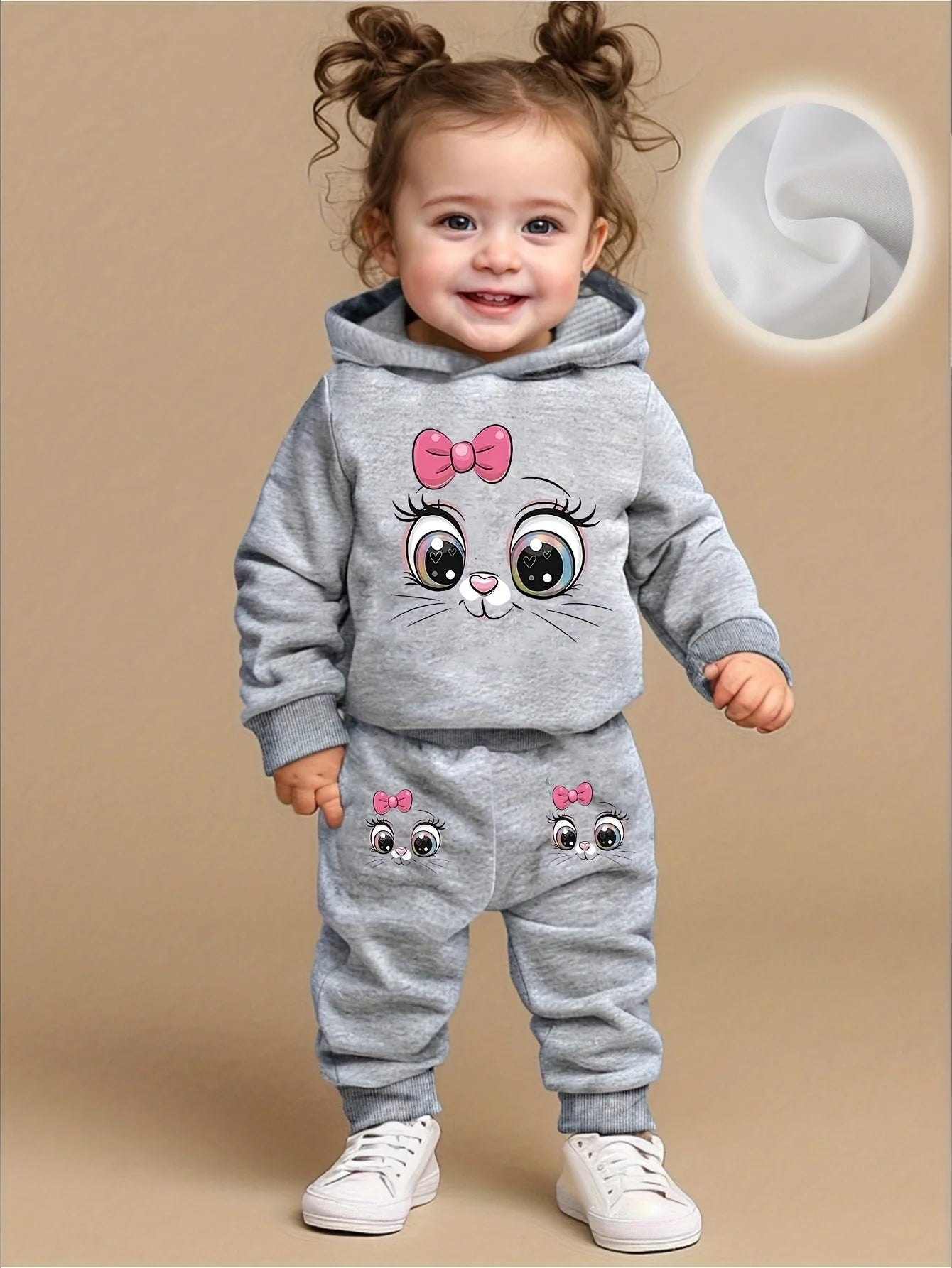 Baby 2Pcs Fleece Hooded Sweatshirt Pants Set