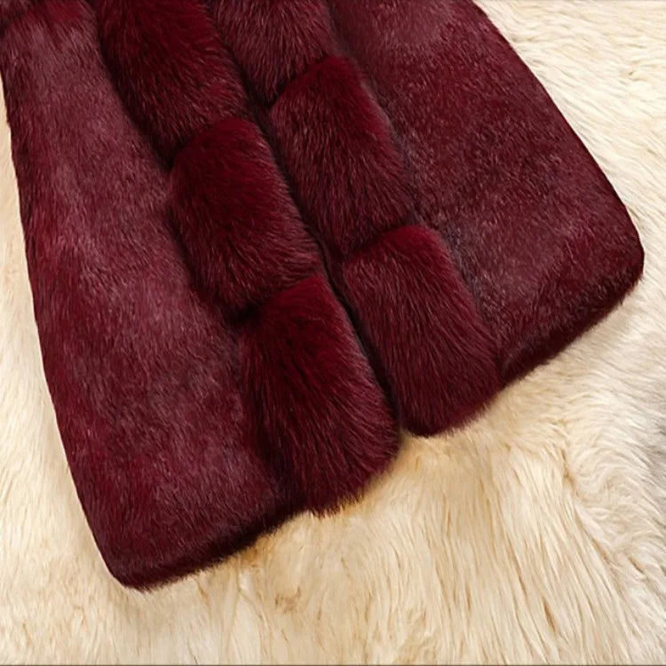 Women's Mid Length Large Size Fur Collar Coat