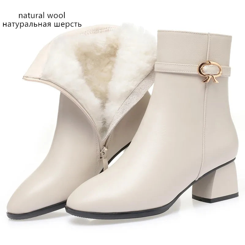 Women's Wool Genuine Leather Ankle Boots