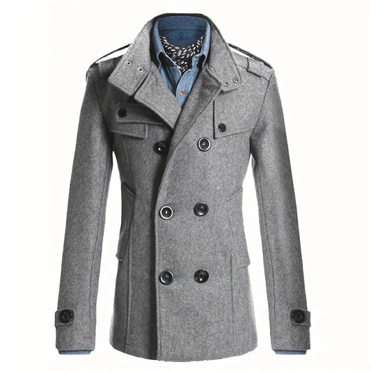 Men's Mid Length Woolen Coat