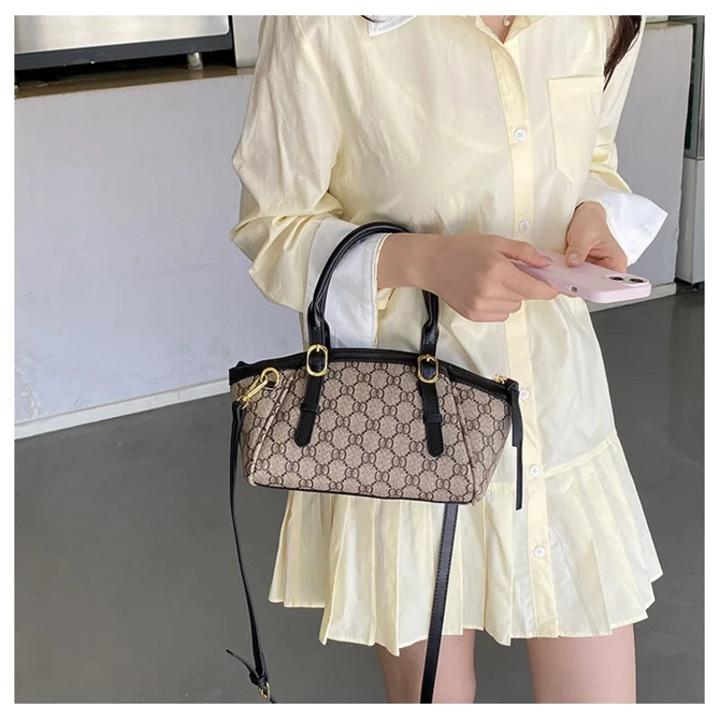 Women's Classic Monogram Print Handheld Satchel Bag