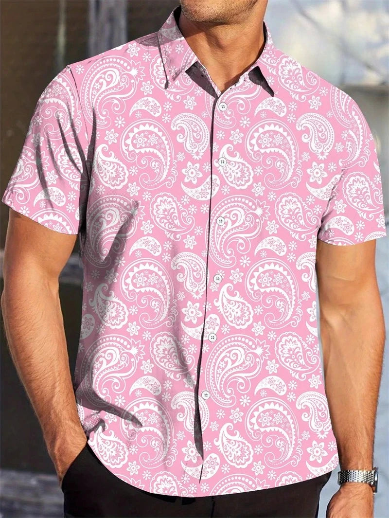 Men's Paisley Graphic Short Sleeved Bohemian T-shirt