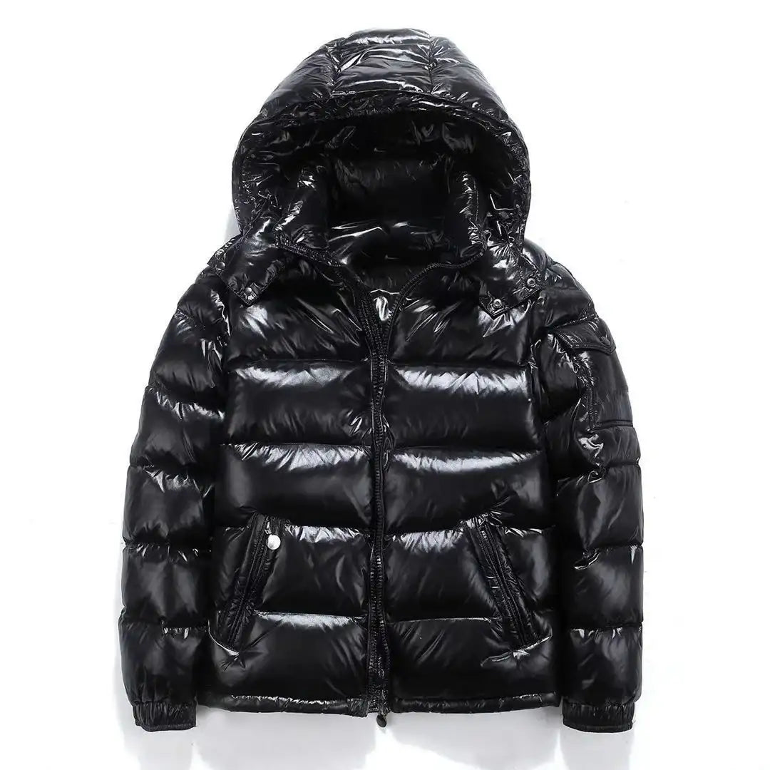 Men's Glossy Down Hooded Long Sleeve Jacket