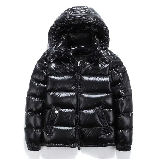 Men's Glossy Down Hooded Long Sleeve Jacket