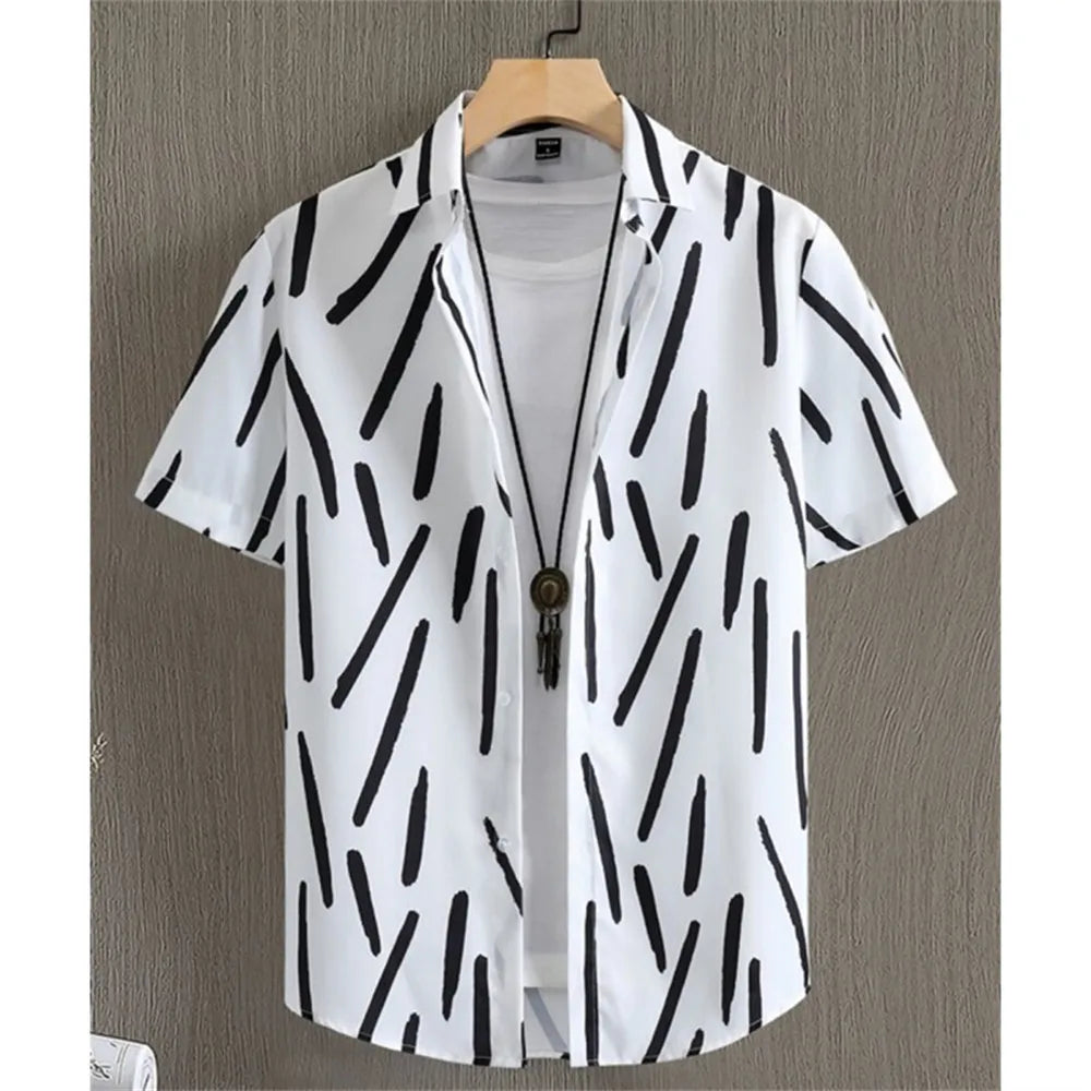 Men's Short Sleeve Lapel Hawaiian Blouse Shirt
