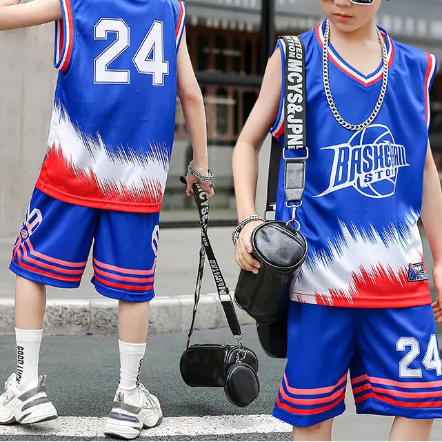Kids 2Pcs Basketball Quick Drying Comfortable Tracksuit Set