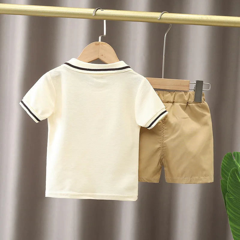 Kids' 2Pcs Cotton Short sleeve T-shirt Shorts Set