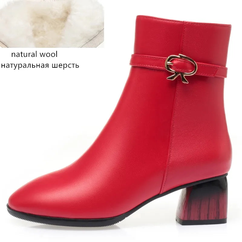 Women's Wool Genuine Leather Ankle Boots