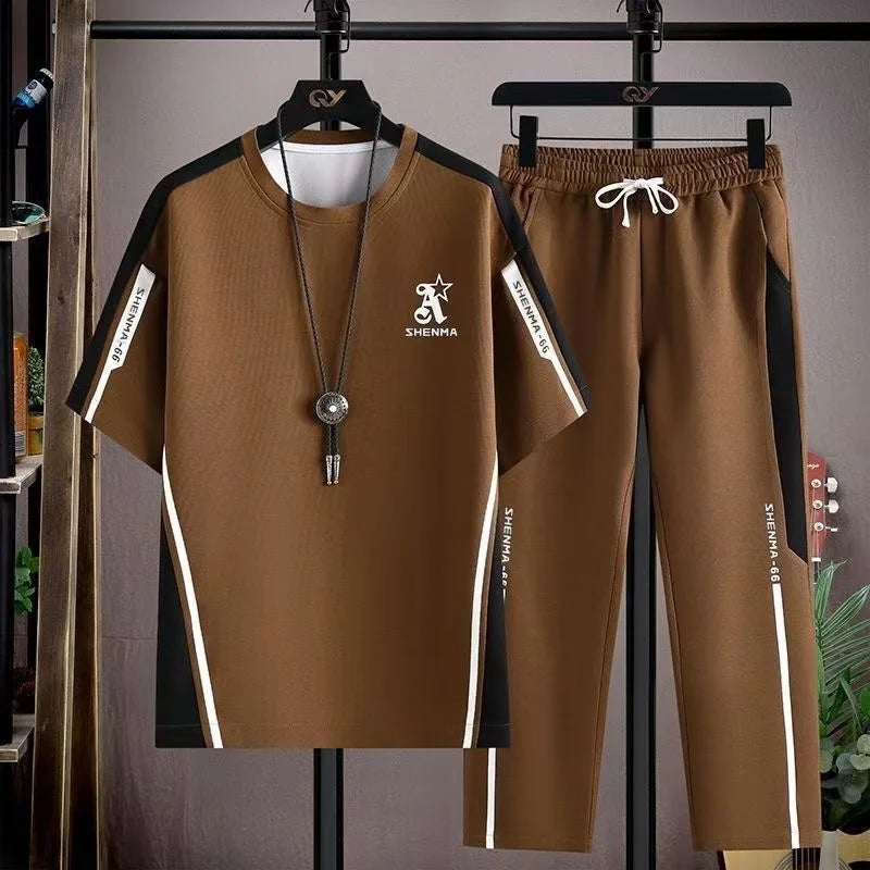 Men's 2PCs Trendy Comfortable Breathable Loose Plus Size Set