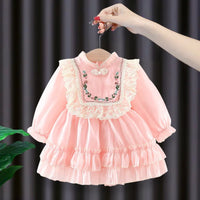 Girls Sweet Long Sleeve Little Princess Dress