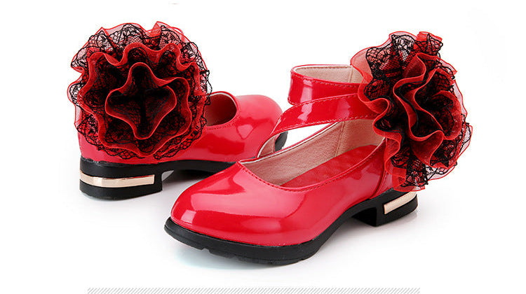 Girls Flower Leather Fashion Dress Shoes
