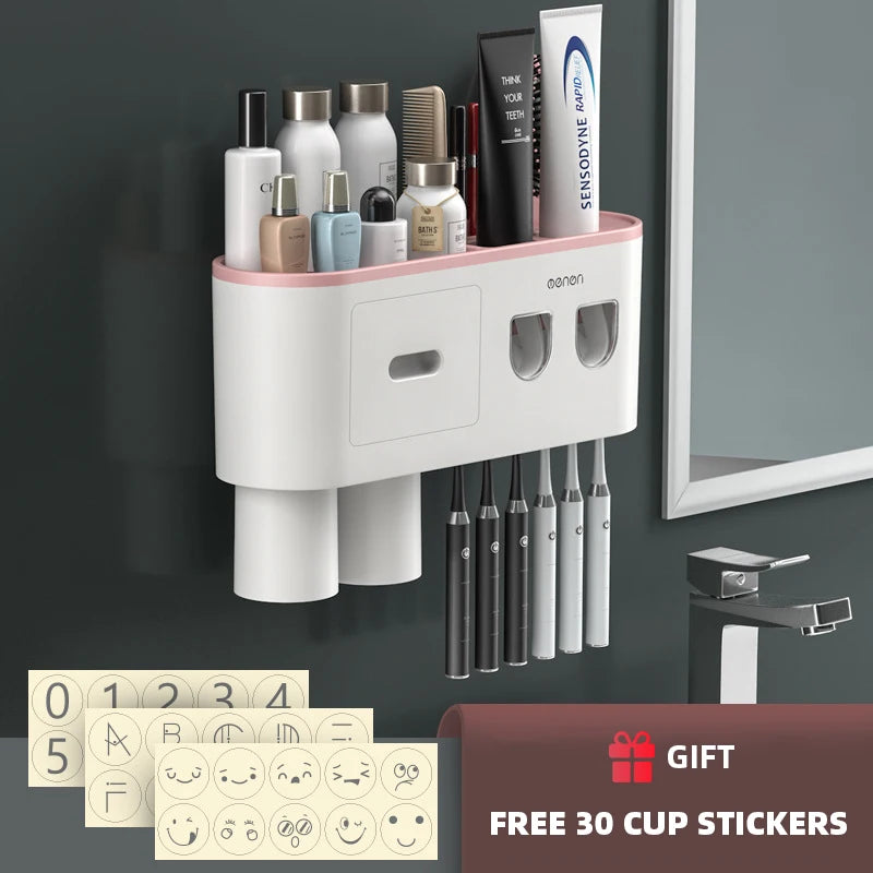 Toothbrush Holder Magnetic Adsorption Inverted Toothpaste Dispenser