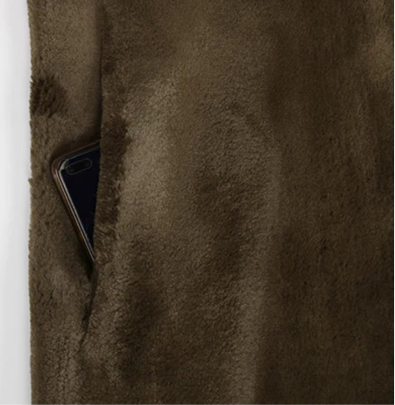 Women's Luxury Elegant Long Faux Sheared Mink Fur Coat