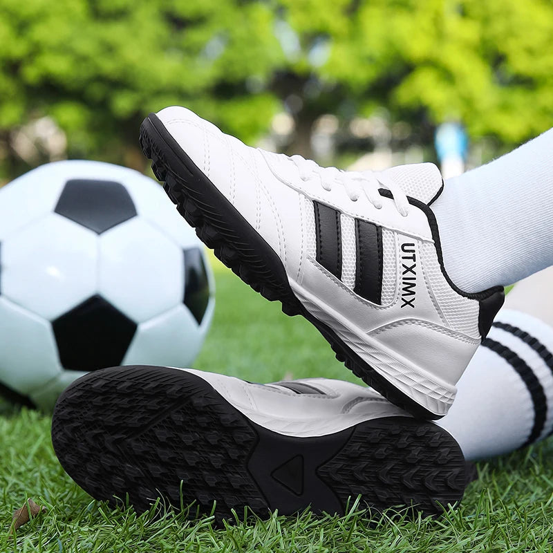 Kids Leather Turf Soccer Lace Up Sneakers