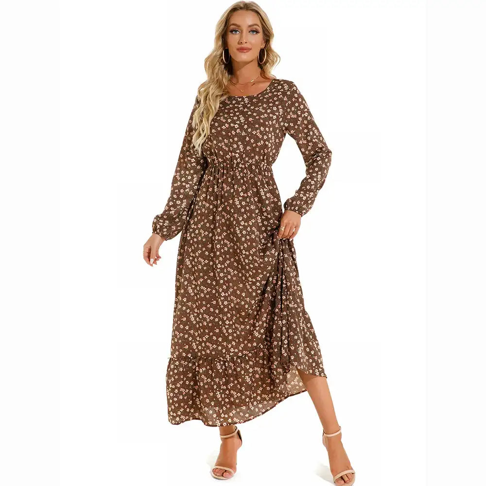 Women's Bohemian High Waist Beach Chiffon Long Dress