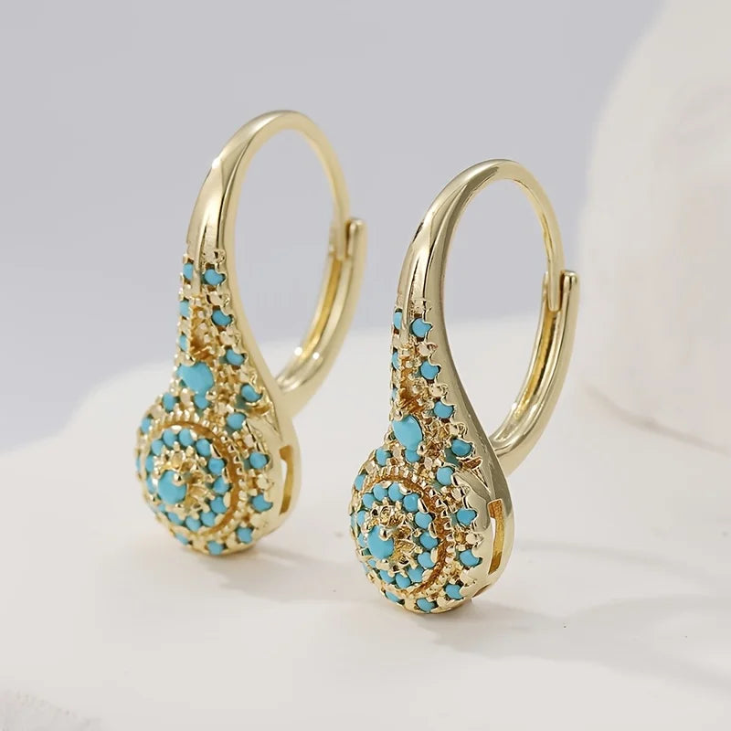Ladies' Elegant Fashion Green Synthetic Turquoise Earrings