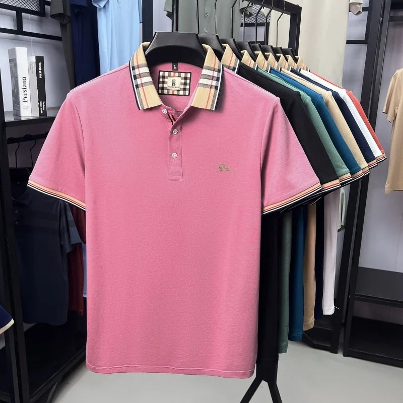 Men's Silk Cotton Short Sleeve Polo T-shirt