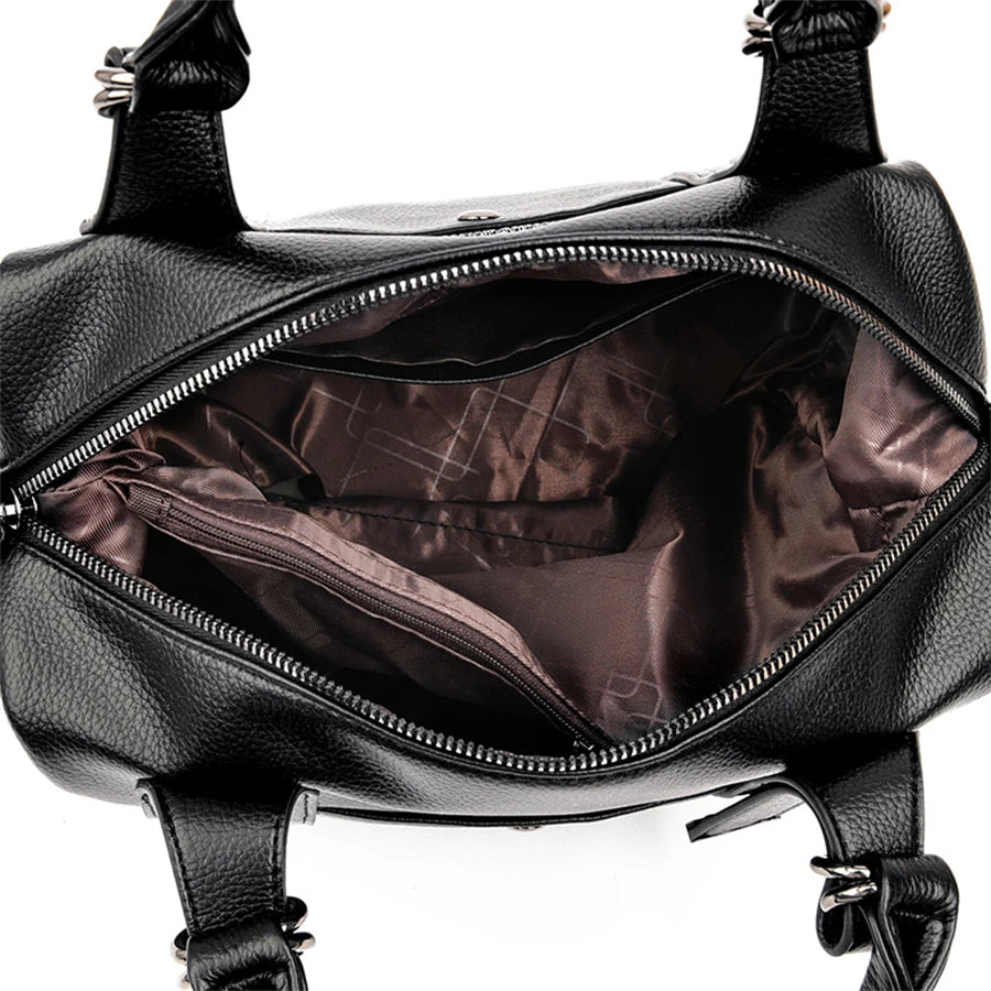 Woman's Luxury Designer Trendy Large Capacity Leather Handbag